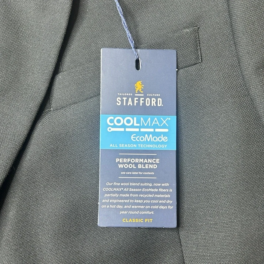 NWT Stafford Coolmax All Season Stretch Suit Jacket Men's Sz 50 R Classic Fit